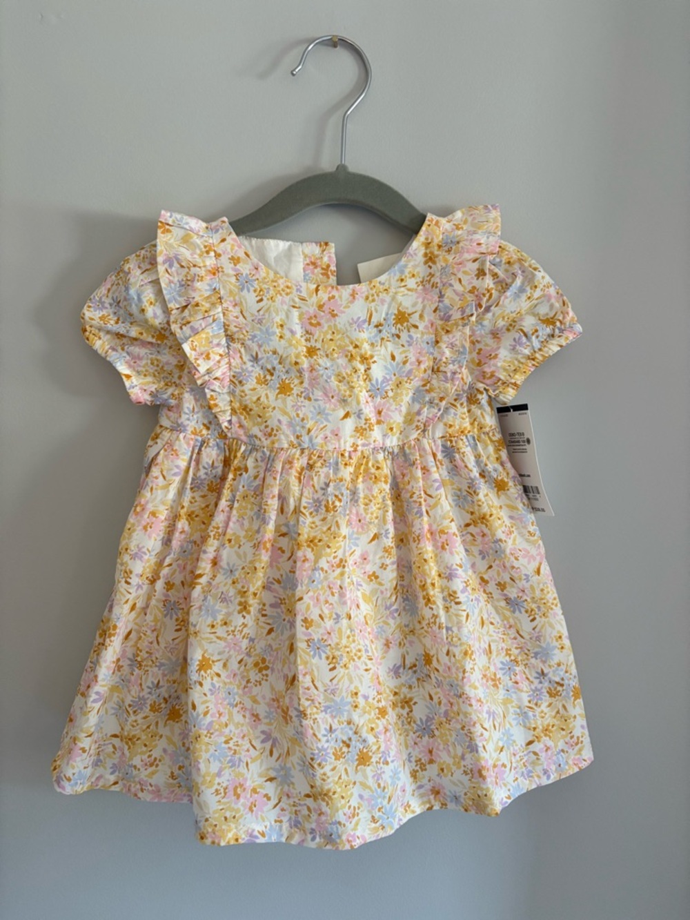 OshKosh B'gosh Yellow and Pink Floral Ruffle Dress 9 months